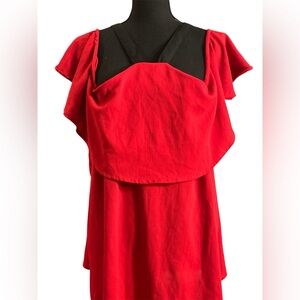 Fashion to Figure 2X Red Ruffle Off The Shoulder Blouse EUC